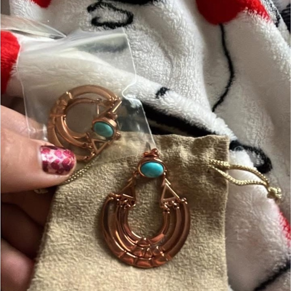 Western Turquoise and Rose Gold over Sterling Silver Earrings